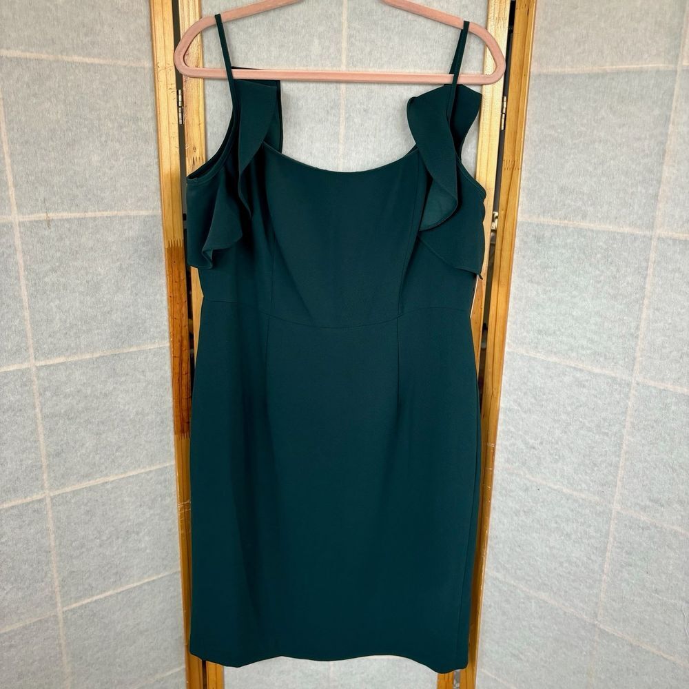 NWT Nanette Lepore Ruffle Flutter Evergreen Green Cocktail Dress Size 10